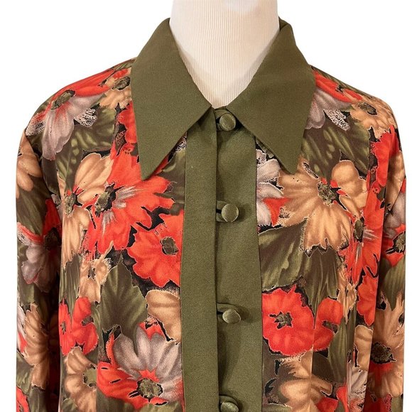 Michael Mims Kathy Cole Floral Tunic Blouse Top Size Large Vintage 1970s - Picture 3 of 8